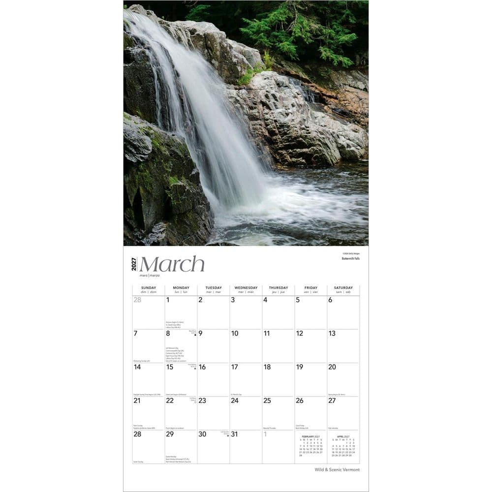 Vermont Wild and Scenic 2027 Wall Calendar Second Alternate Image