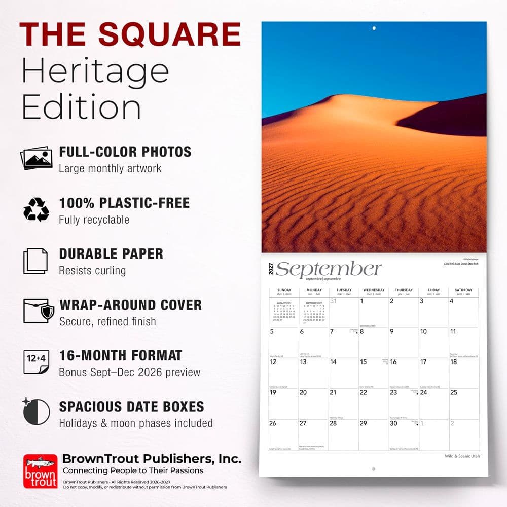 Utah Wild and Scenic 2027 Wall Calendar Fifth Alternate Image