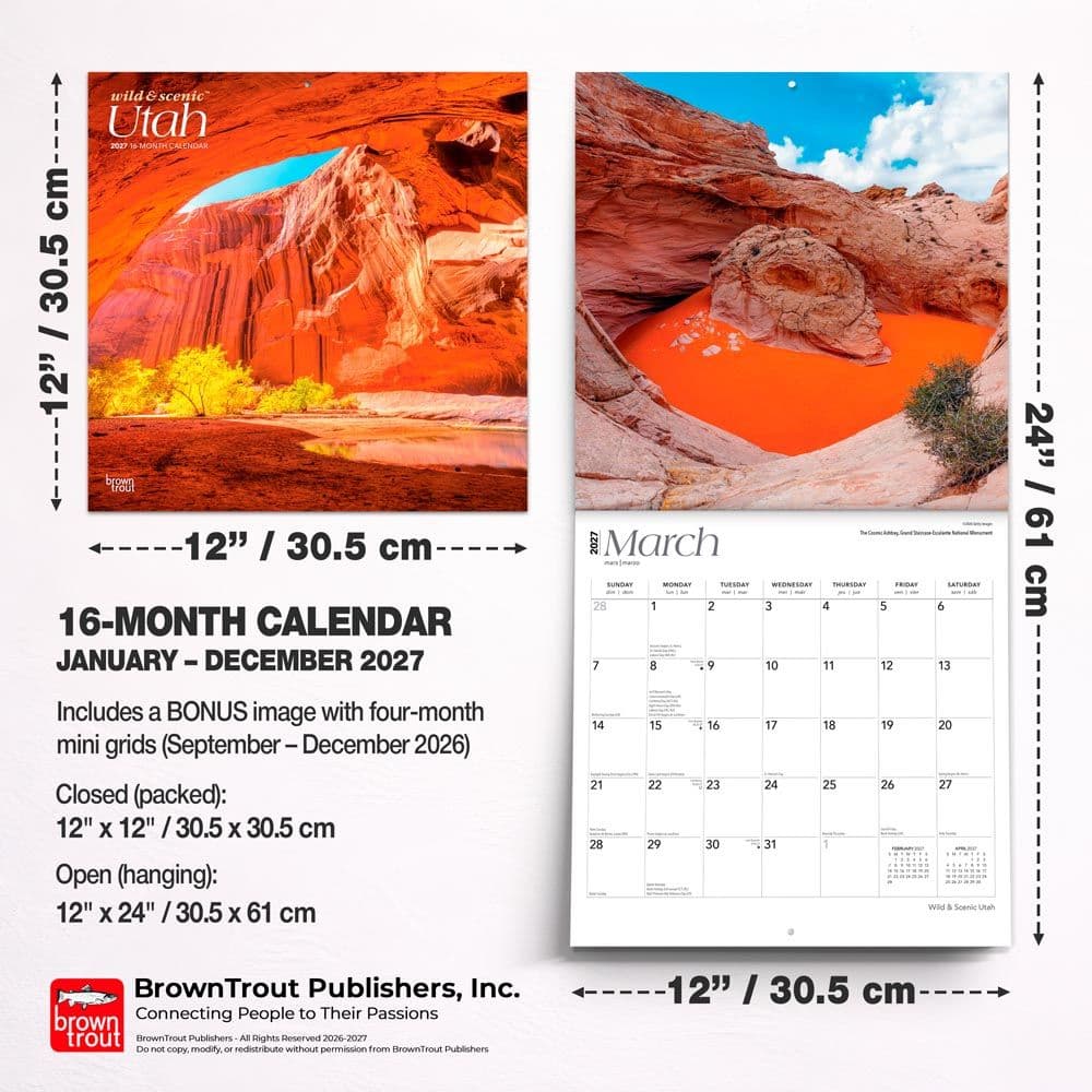 Utah Wild and Scenic 2027 Wall Calendar Sixth Alternate Image