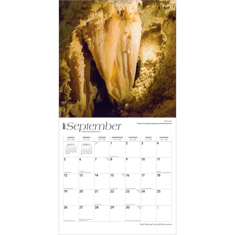 Utah Parks And Monuments 2027 Wall Calendar Third Alternate Image