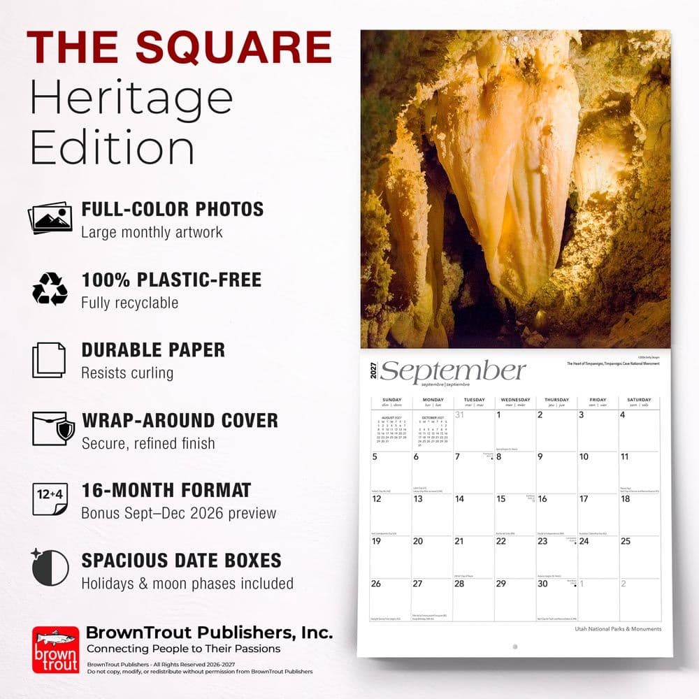 Utah Parks And Monuments 2027 Wall Calendar Fifth Alternate Image
