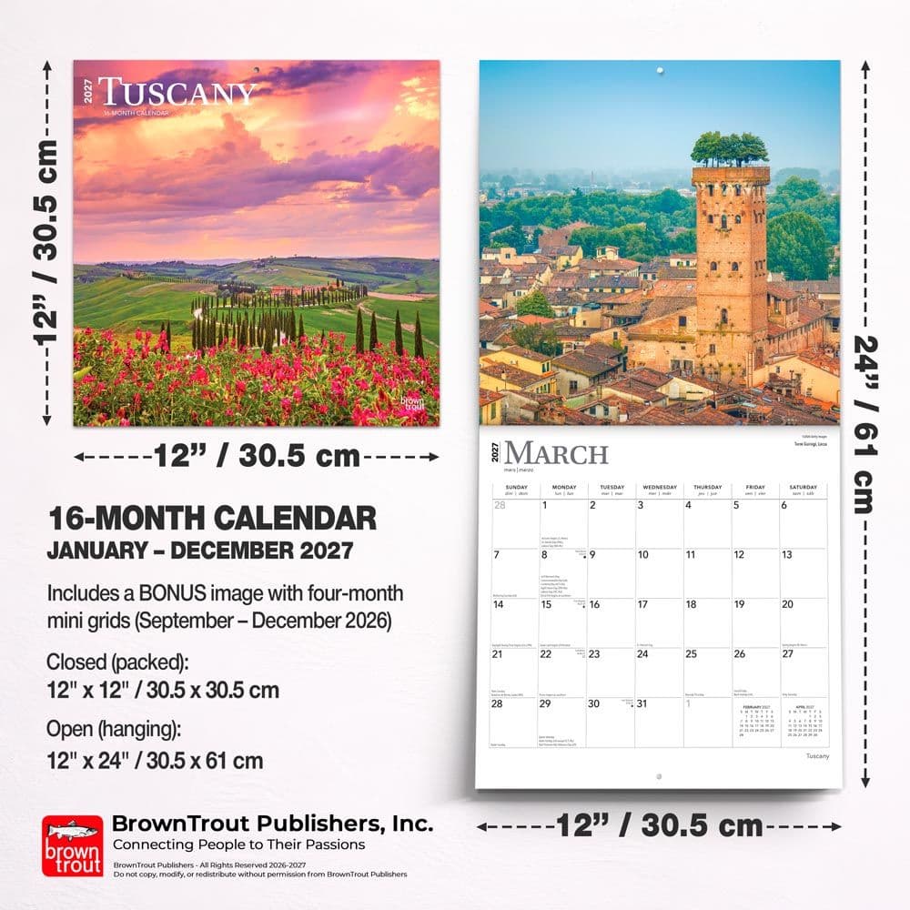 Tuscany 2027 Wall Calendar Sixth Alternate Image