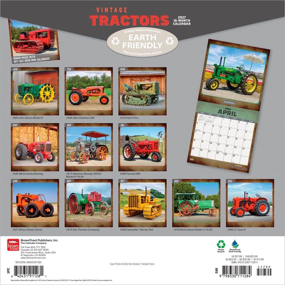 Tractors Vintage 2027 Wall Calendar First Alternate Image