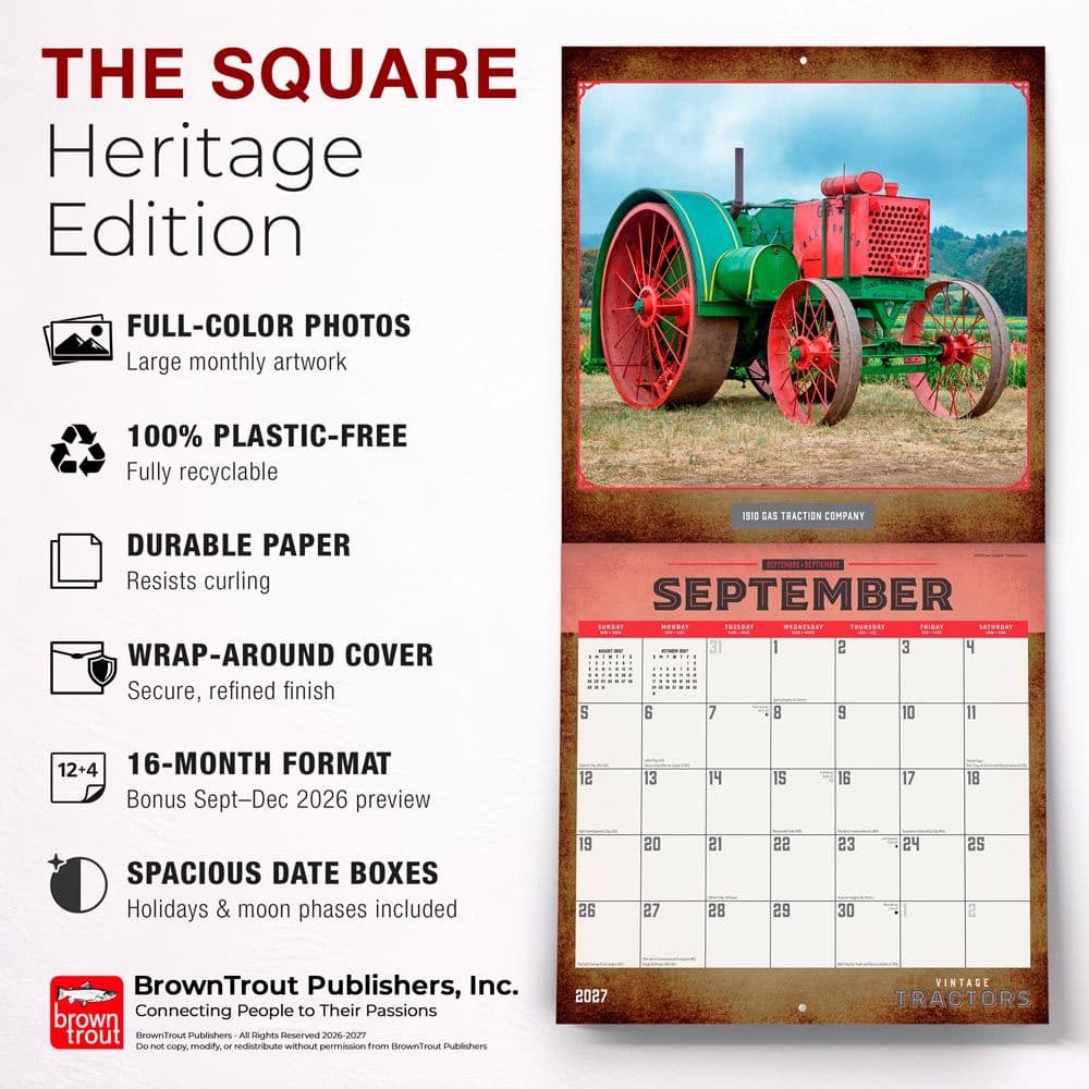 Tractors Vintage 2027 Wall Calendar Fifth Alternate Image