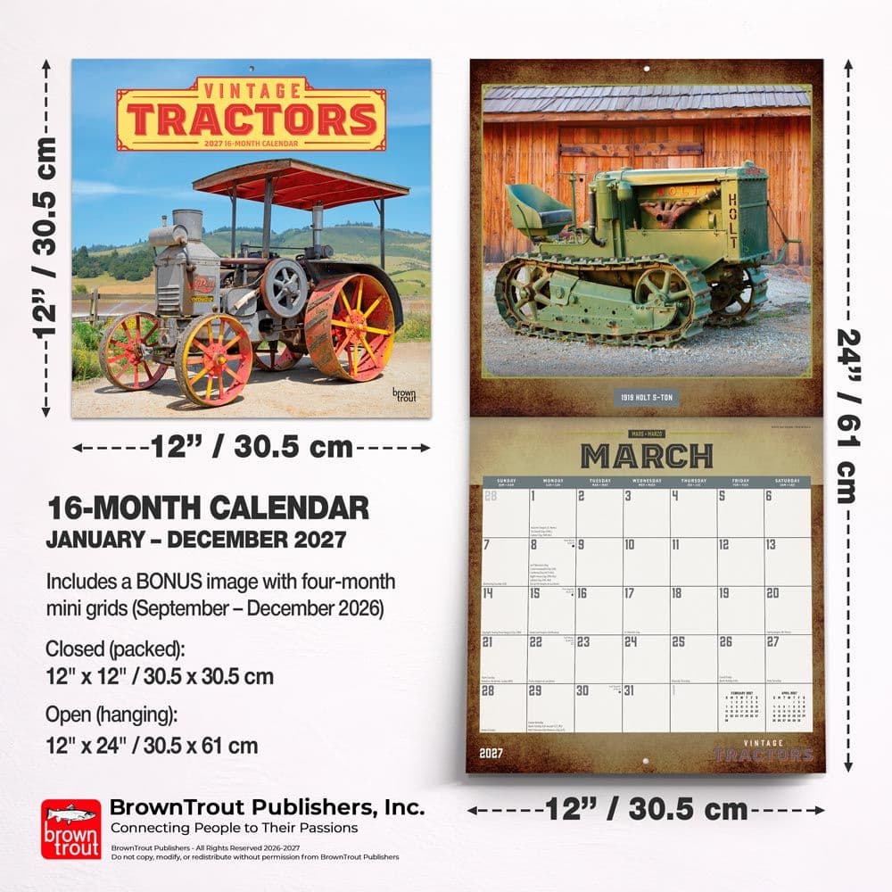 Tractors Vintage 2027 Wall Calendar Sixth Alternate Image