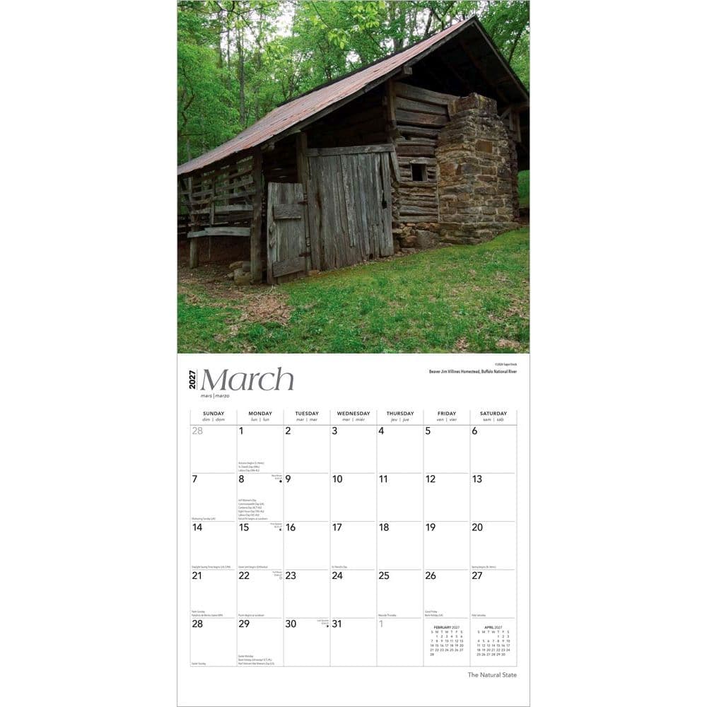 Natural State Arkansas 2027 Wall Calendar Second Alternate Image