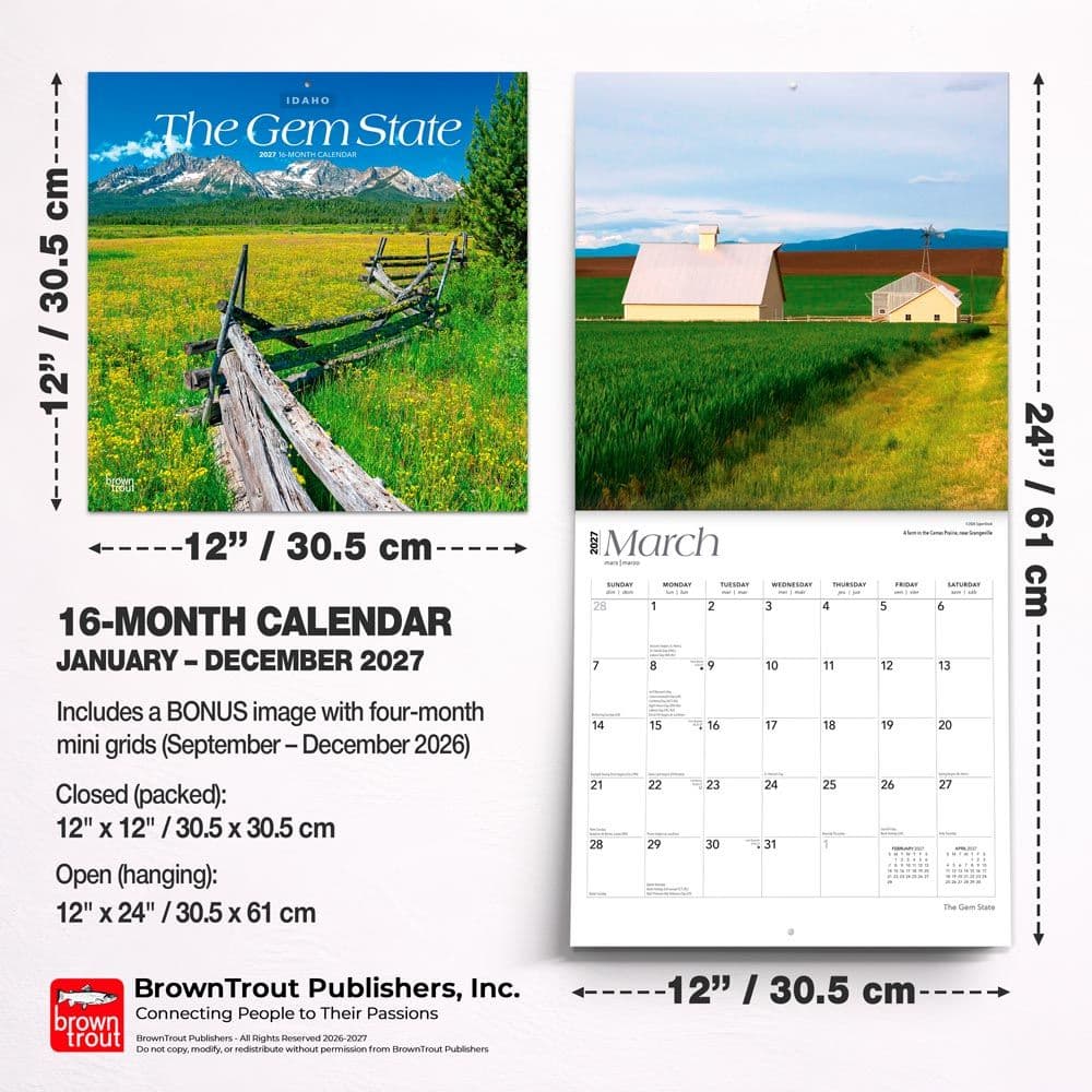 Gem State Idaho 2027 Wall Calendar Sixth Alternate Image