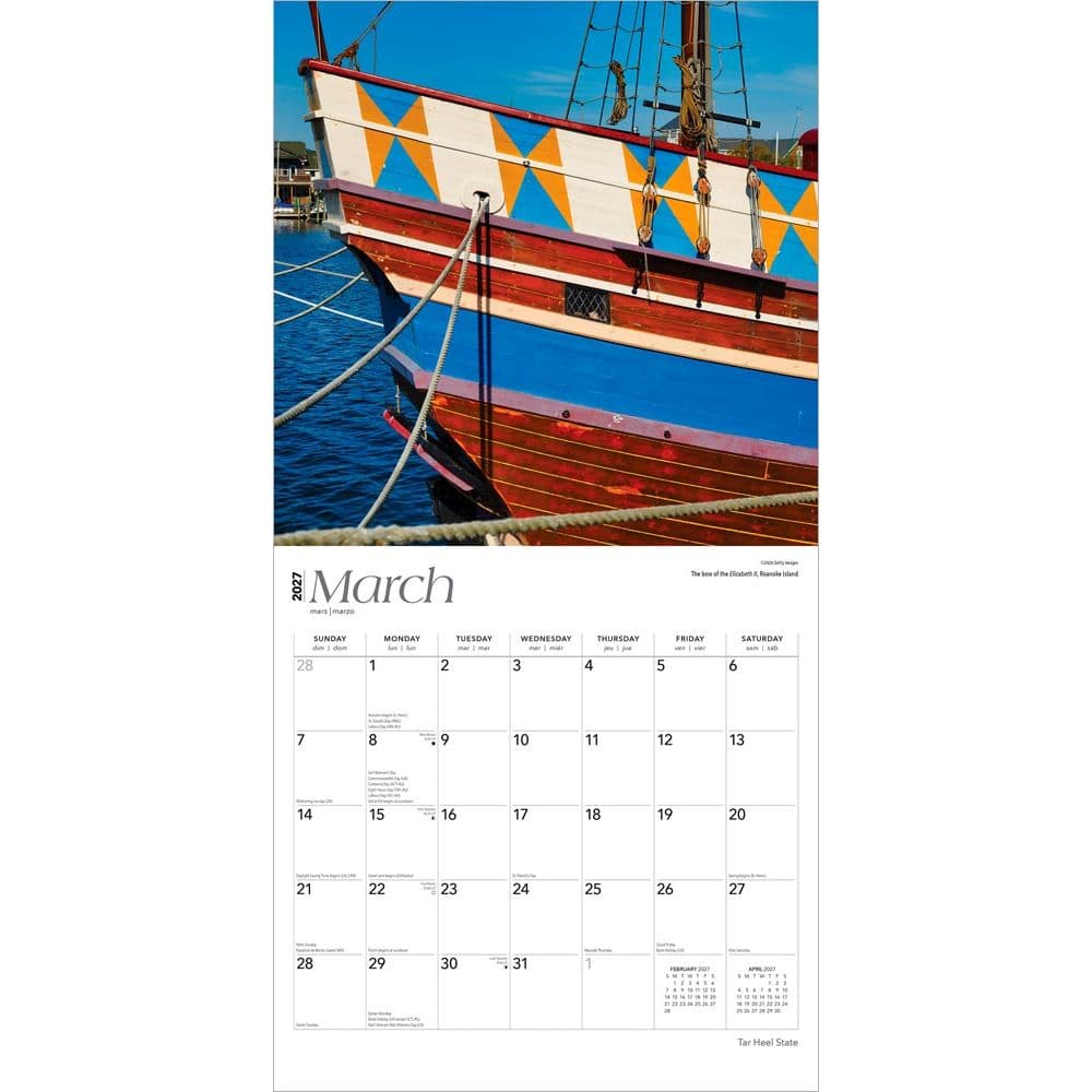 Tar Heel State North Carolina 2027 Wall Calendar Second Alternate Image