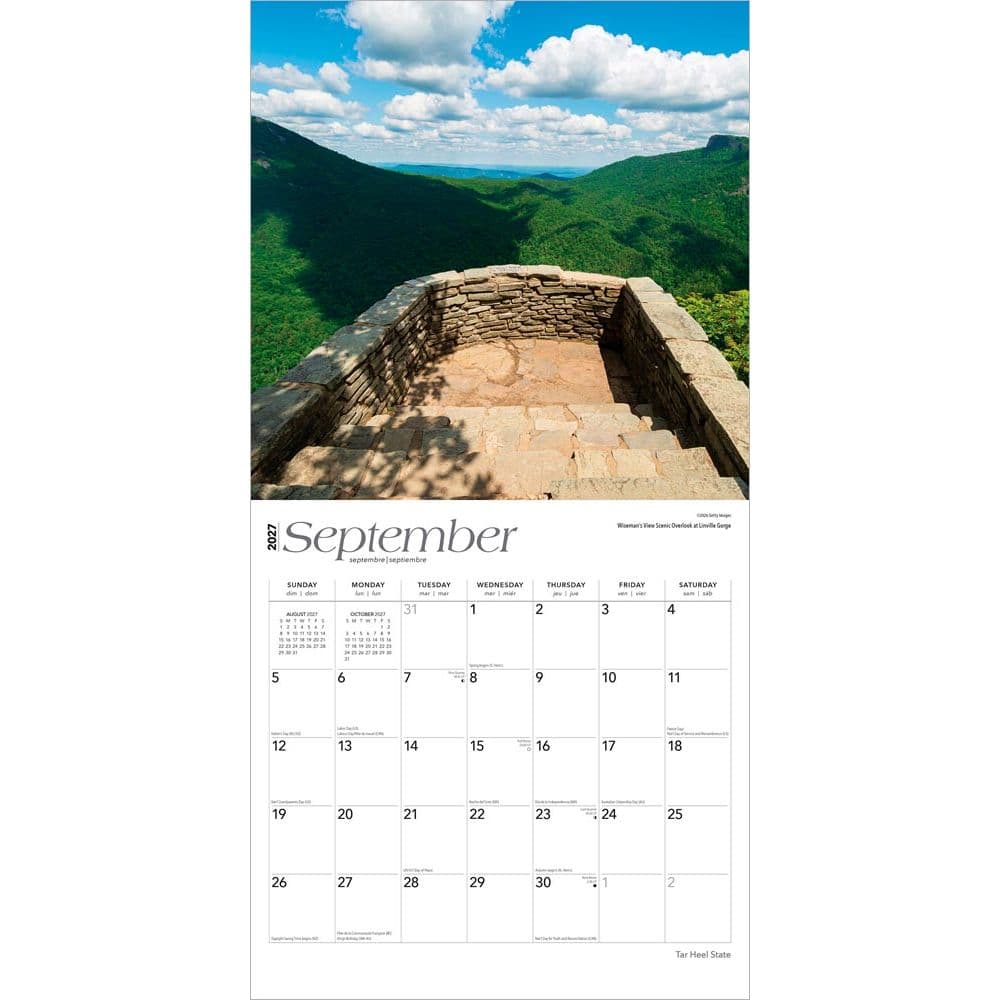 Tar Heel State North Carolina 2027 Wall Calendar Third Alternate Image