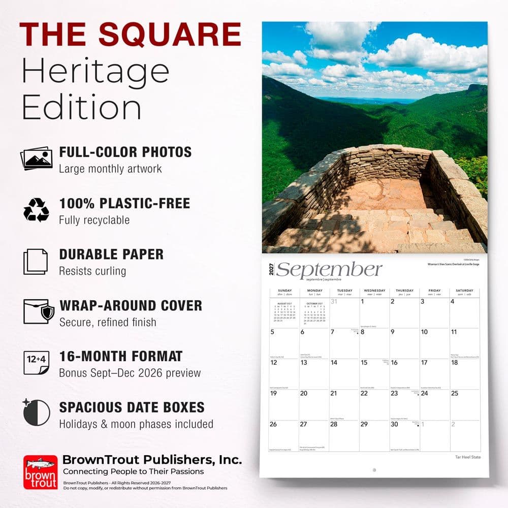 Tar Heel State North Carolina 2027 Wall Calendar Fifth Alternate Image