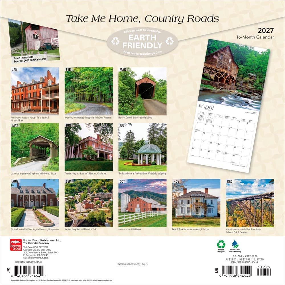 Take Me Home Country Roads 2027 Wall Calendar First Alternate Image