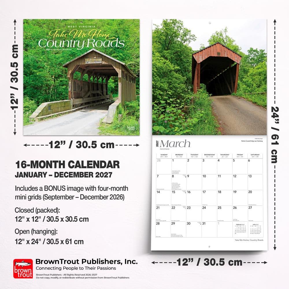 Take Me Home Country Roads 2027 Wall Calendar Sixth Alternate Image