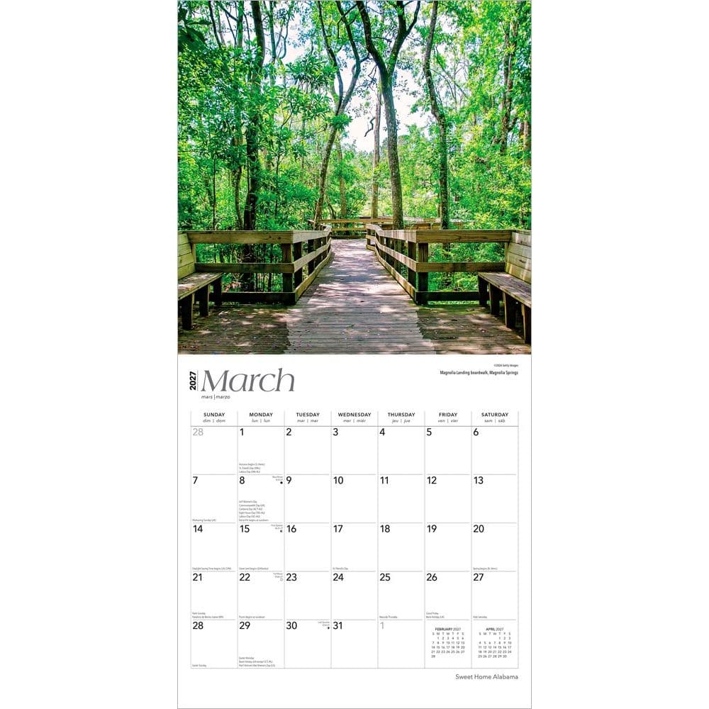Sweet Home Alabama Places 2027 Wall Calendar Second Alternate Image