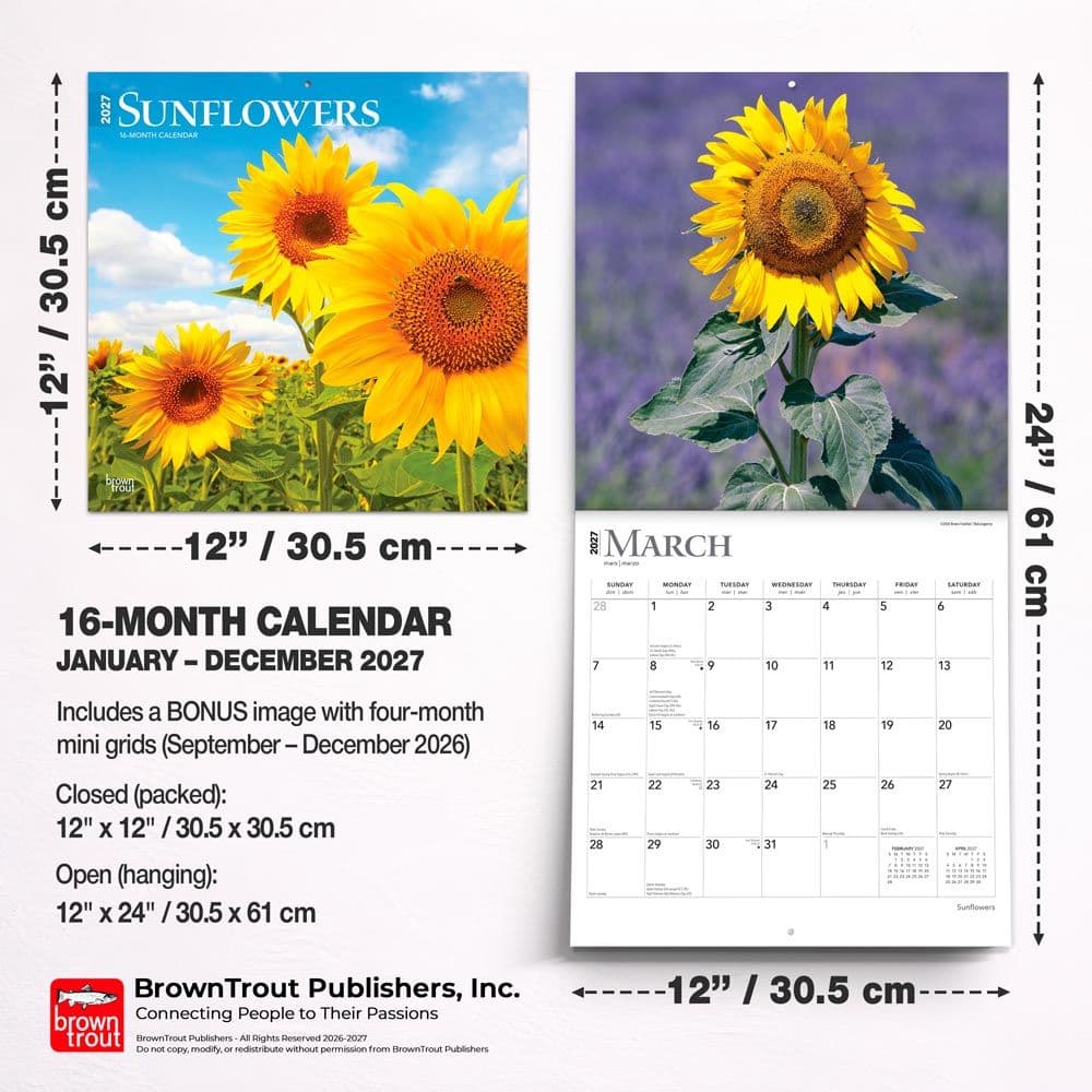 Sunflowers 2027 Wall Calendar Sixth Alternate Image