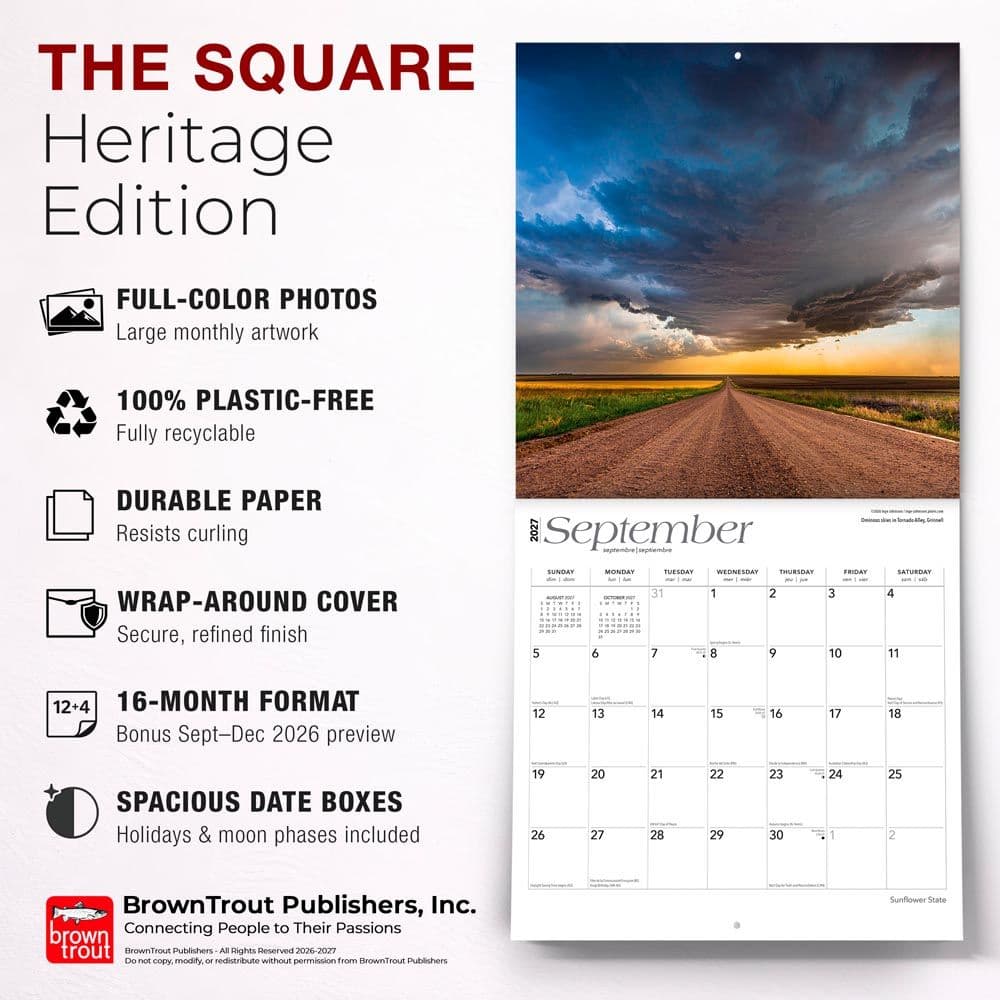 Sunflower State Kansas Places 2027 Wall Calendar Fifth Alternate Image