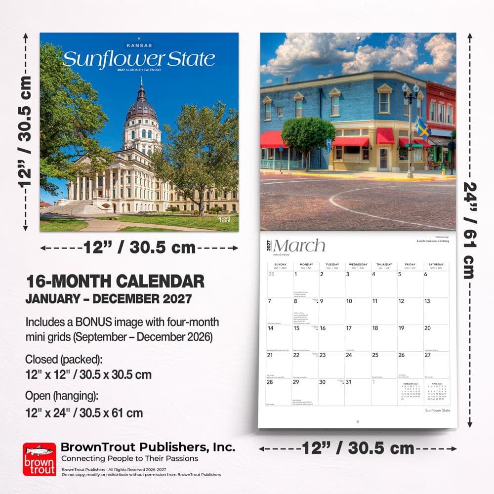Sunflower State Kansas Places 2027 Wall Calendar Sixth Alternate Image