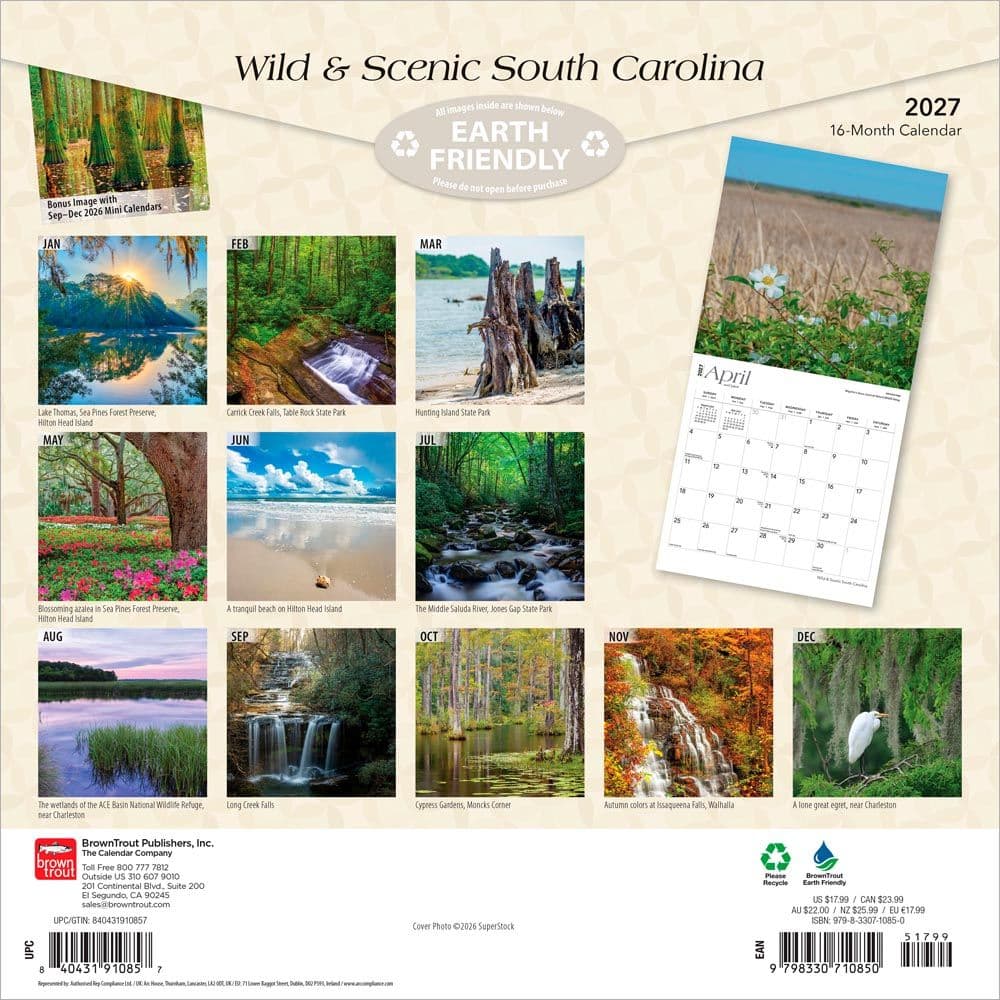 South Carolina Wild and Scenic 2027 Wall Calendar First Alternate Image