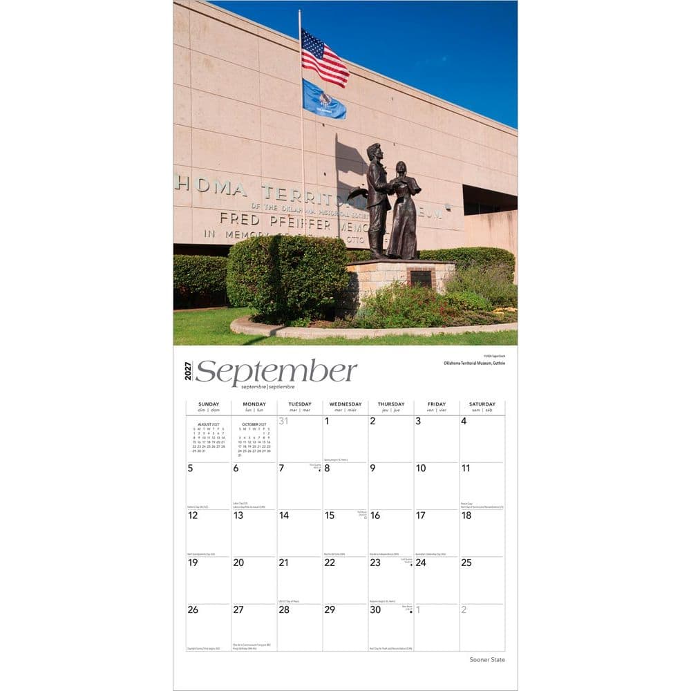 Sooner State Oklahoma 2027 Wall Calendar Third Alternate Image