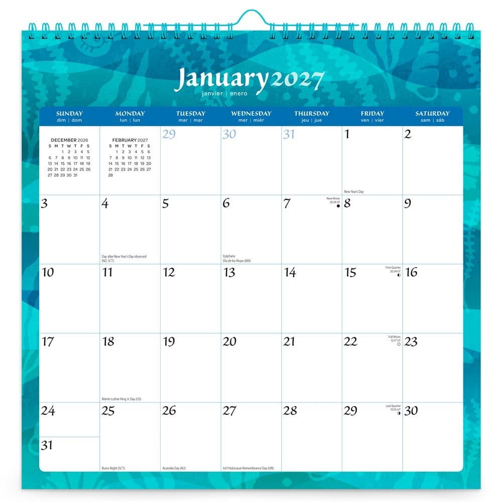 Seaside Currents Spiral 2027 Wall Calendar Main Product Image