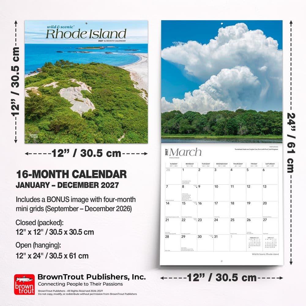 Rhode Island 2027 Wall Calendar Sixth Alternate Image