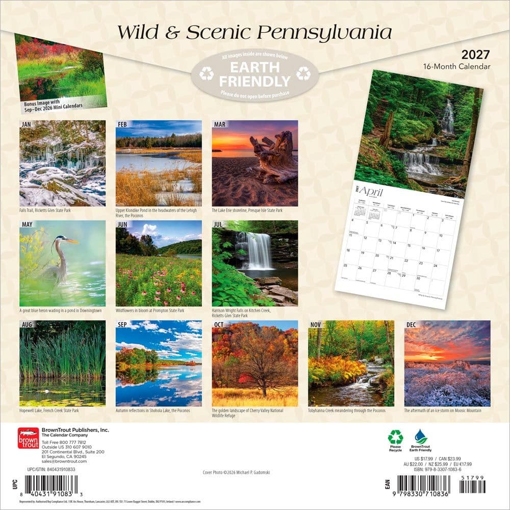 Pennsylvania Wild and Scenic 2027 Wall Calendar First Alternate Image