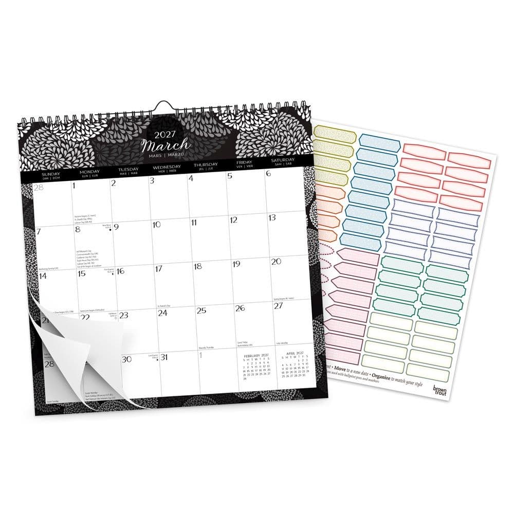 Ebony And Ivory Spiral 2027 Wall Calendar Second Alternate Image