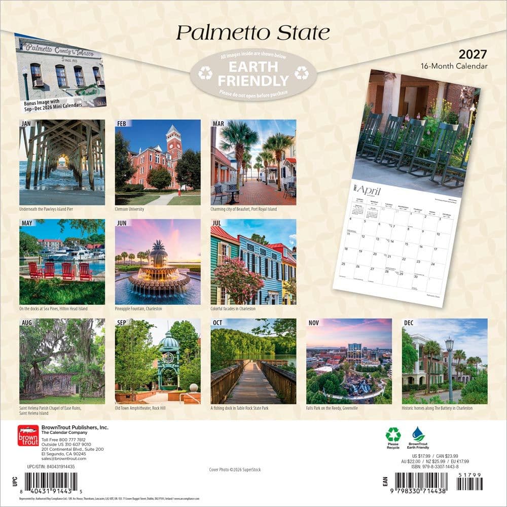 Palmetto State South Carolina 2027 Wall Calendar First Alternate Image