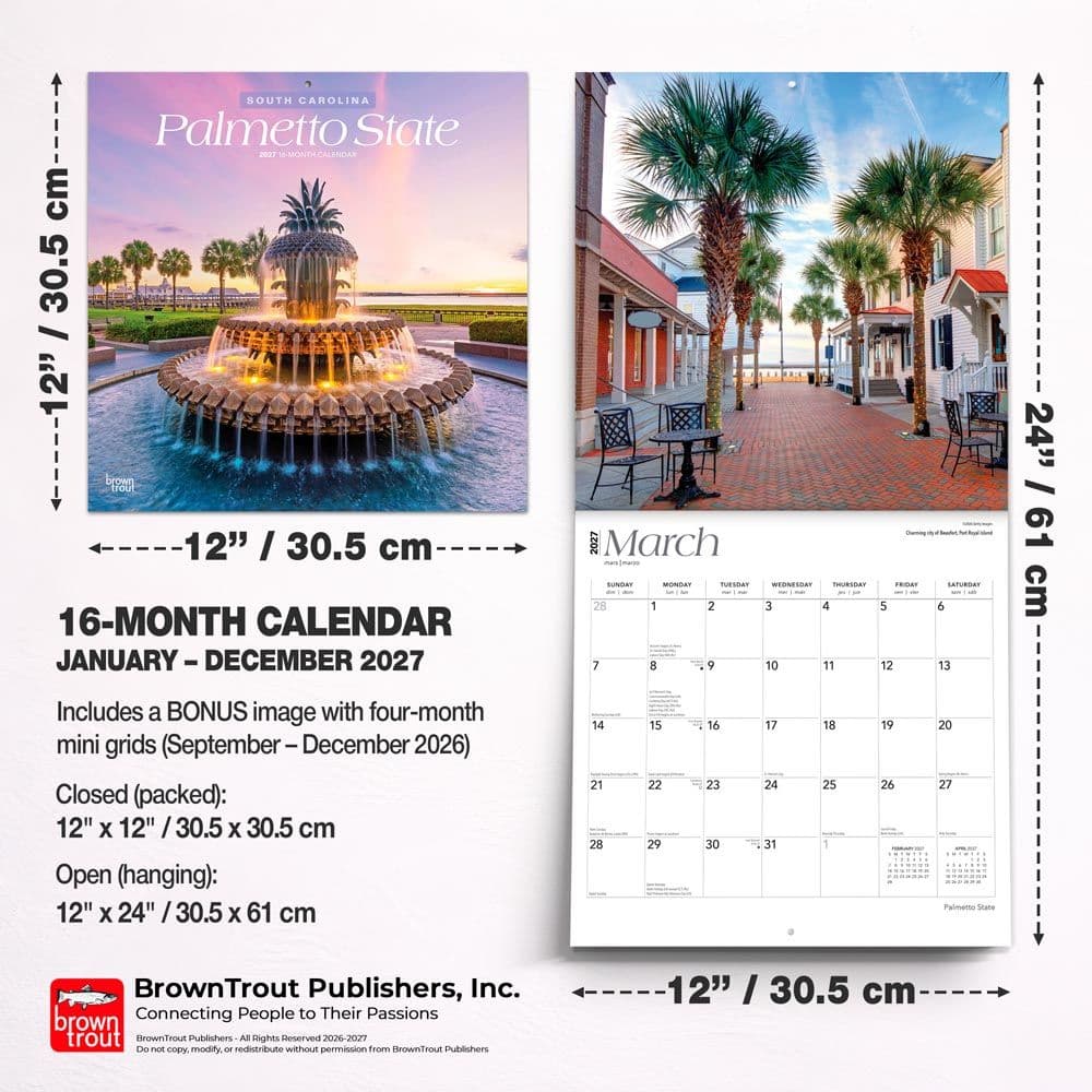 Palmetto State South Carolina 2027 Wall Calendar Sixth Alternate Image