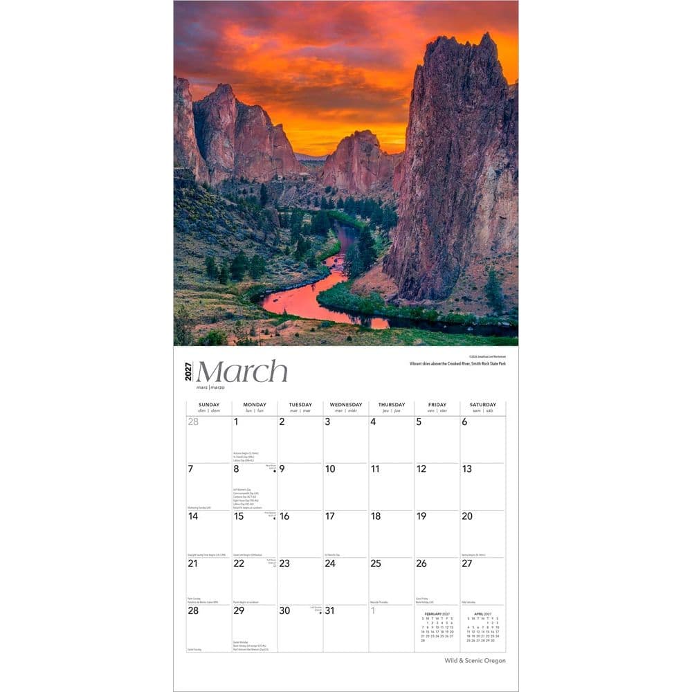 Oregon Wild and Scenic 2027 Wall Calendar Second Alternate Image