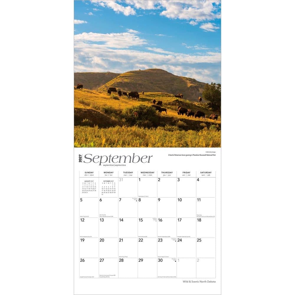 North Dakota 2027 Wall Calendar Third Alternate Image