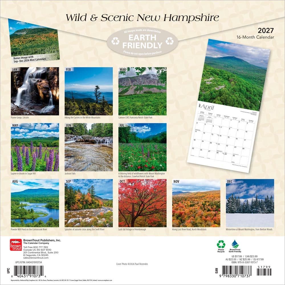 New Hampshire Wild and Scenic 2027 Wall Calendar First Alternate Image