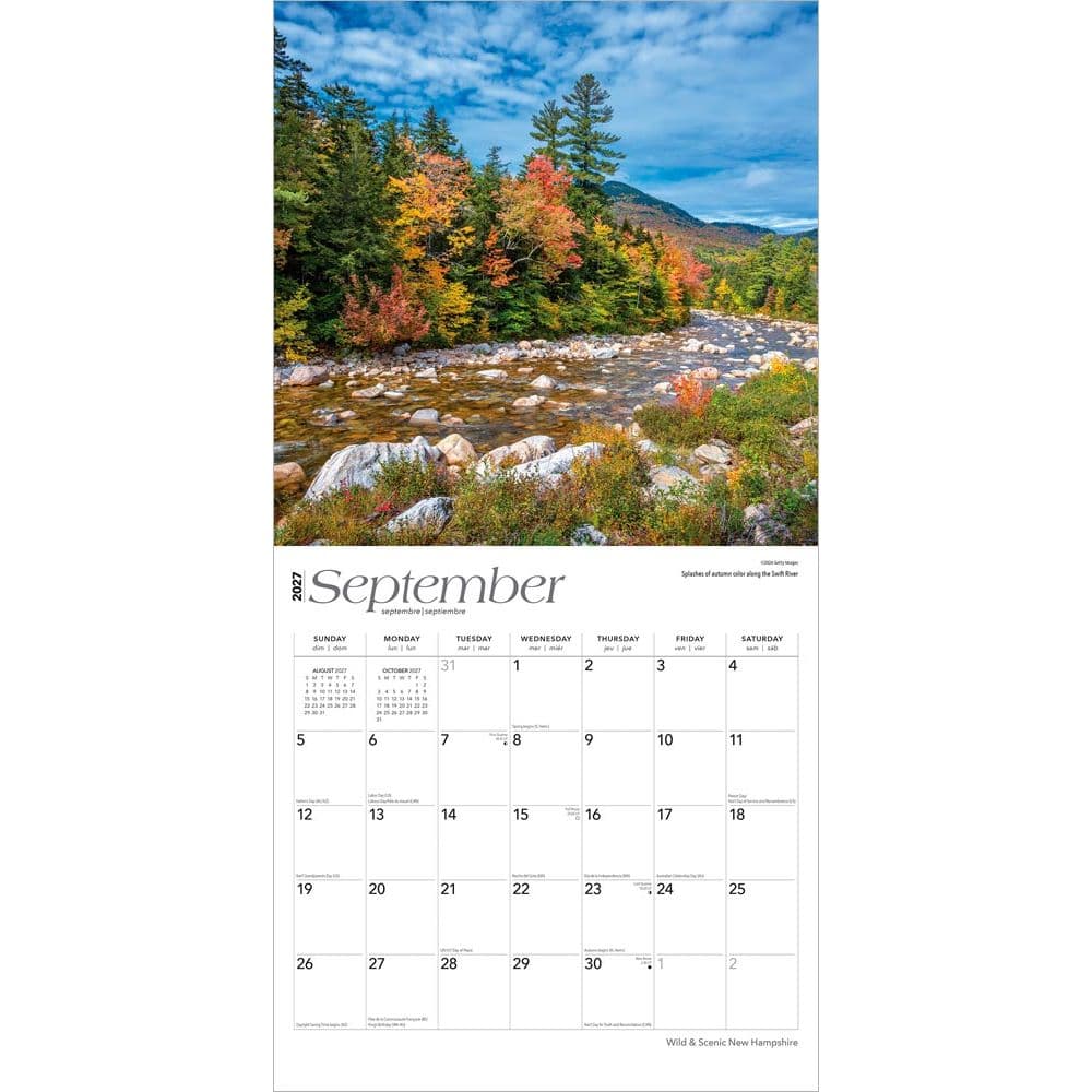New Hampshire Wild and Scenic 2027 Wall Calendar Third Alternate Image