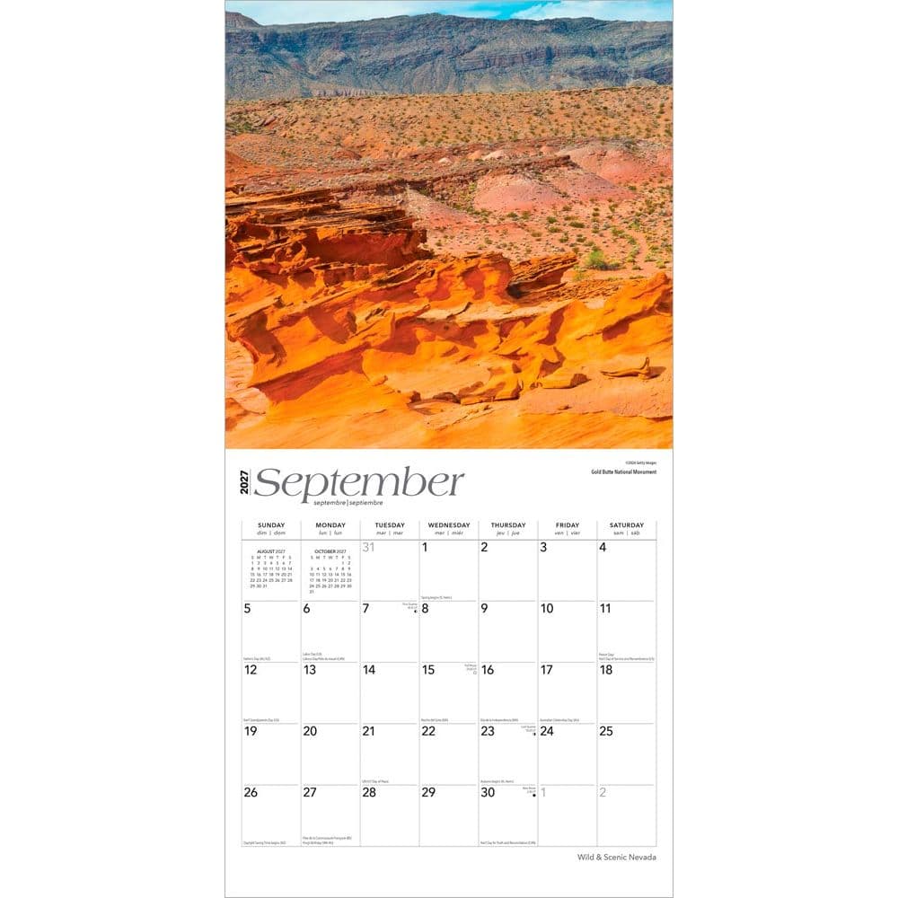 Nevada Wild and Scenic 2027 Wall Calendar Third Alternate Image