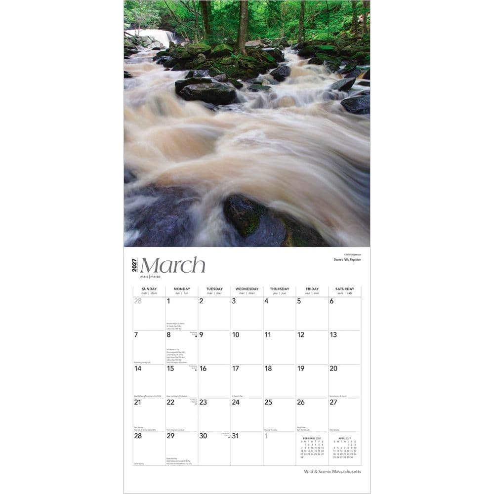 Massachusetts Wild and Scenic 2027 Wall Calendar Second Alternate Image