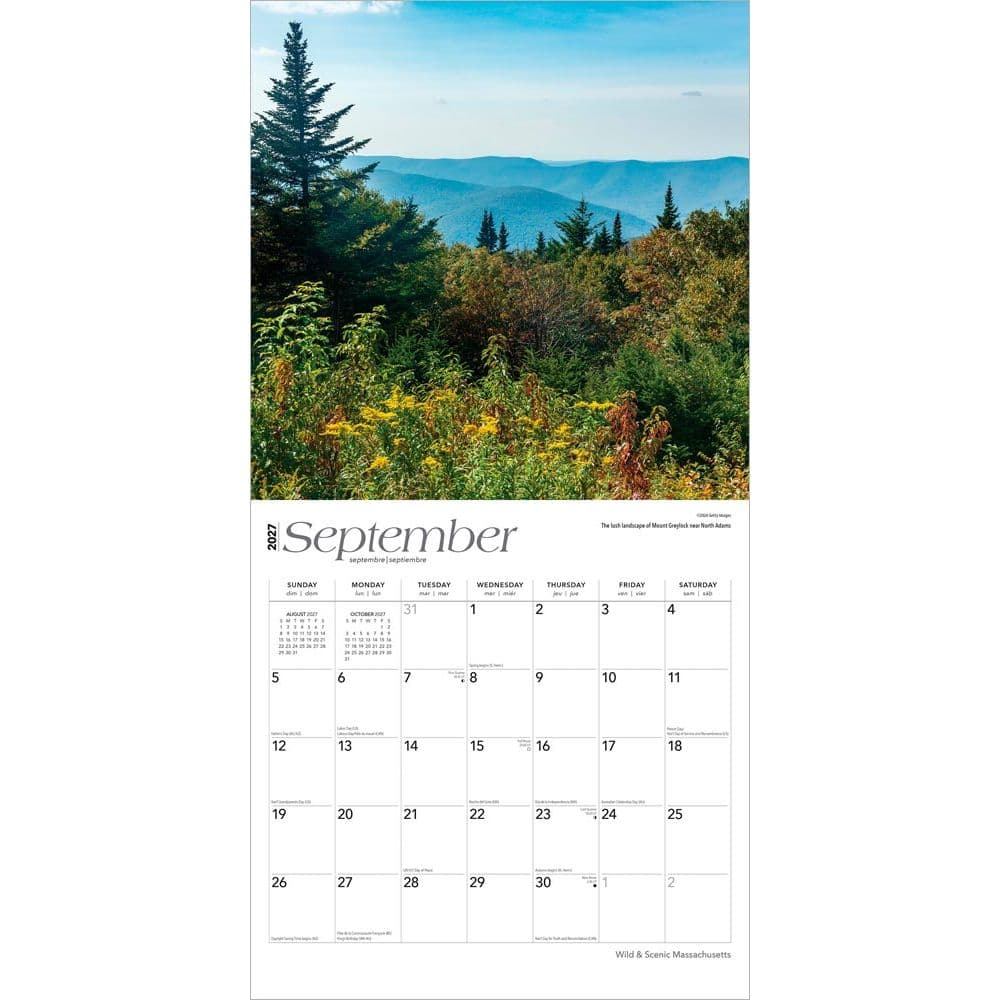 Massachusetts Wild and Scenic 2027 Wall Calendar Third Alternate Image