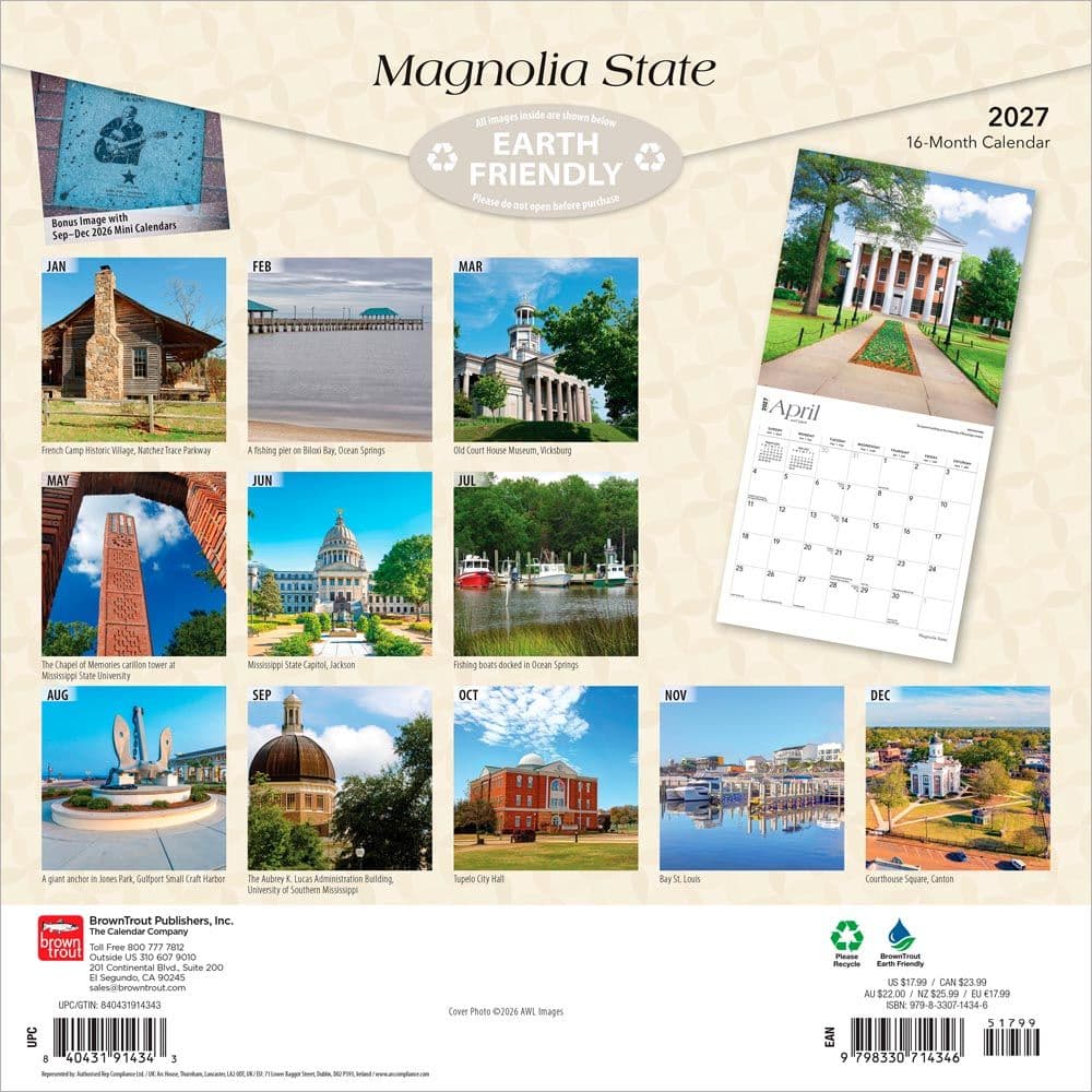 Magnolia State Mississippi 2027 Wall Calendar First Alternate Image