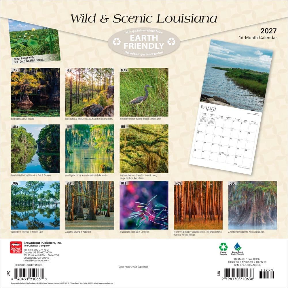Louisiana 2027 Wild and Scenic 2027 Wall Calendar First Alternate Image