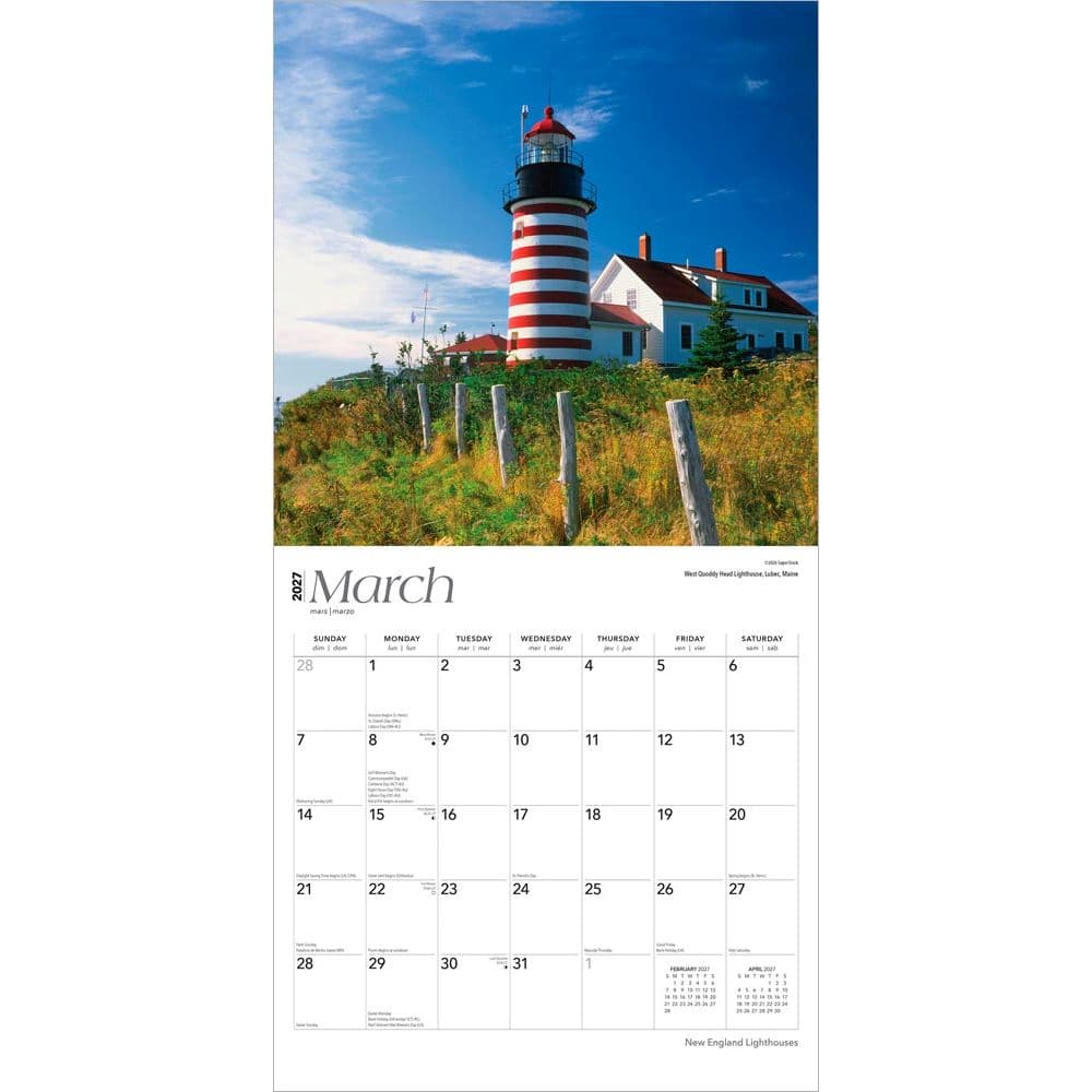 New England Lighthouses 2027 Wall Calendar Second Alternate Image
