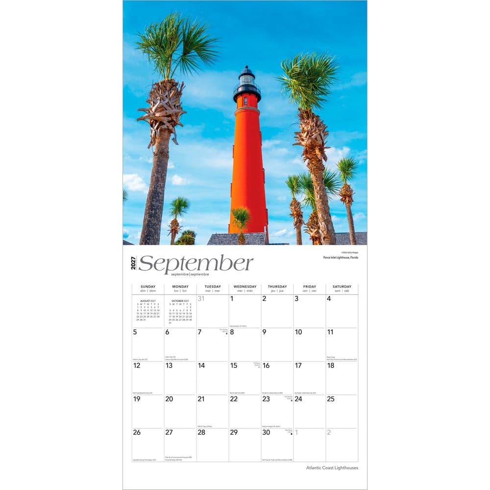 Lighthouses Atlantic Coast 2027 Wall Calendar Third Alternate Image