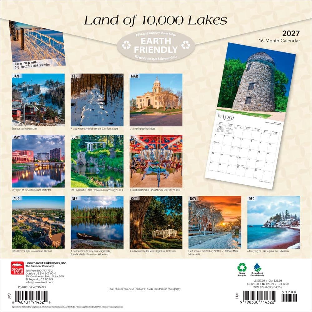 Land of 10000 Lakes Minnesota 2027 Wall Calendar First Alternate Image