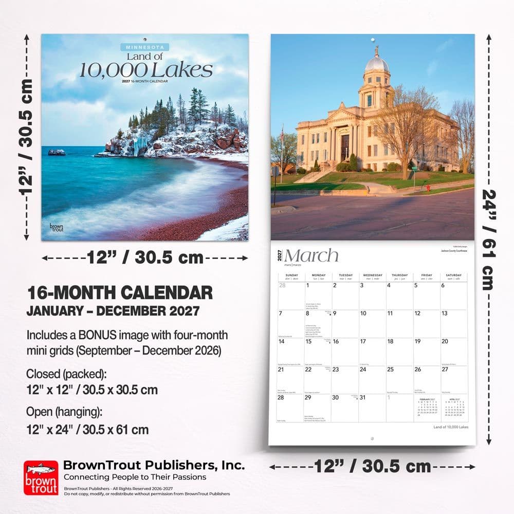 Land of 10000 Lakes Minnesota 2027 Wall Calendar Sixth Alternate Image