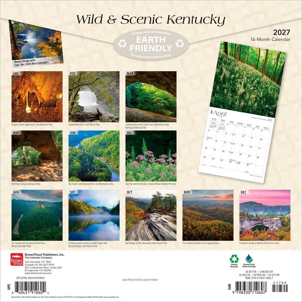 Kentucky 2027 Wild and Scenic 2027 Wall Calendar First Alternate Image