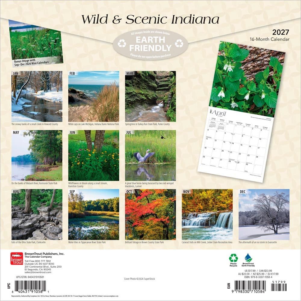 Indiana 2027 Wild and Scenic 2027 Wall Calendar First Alternate Image