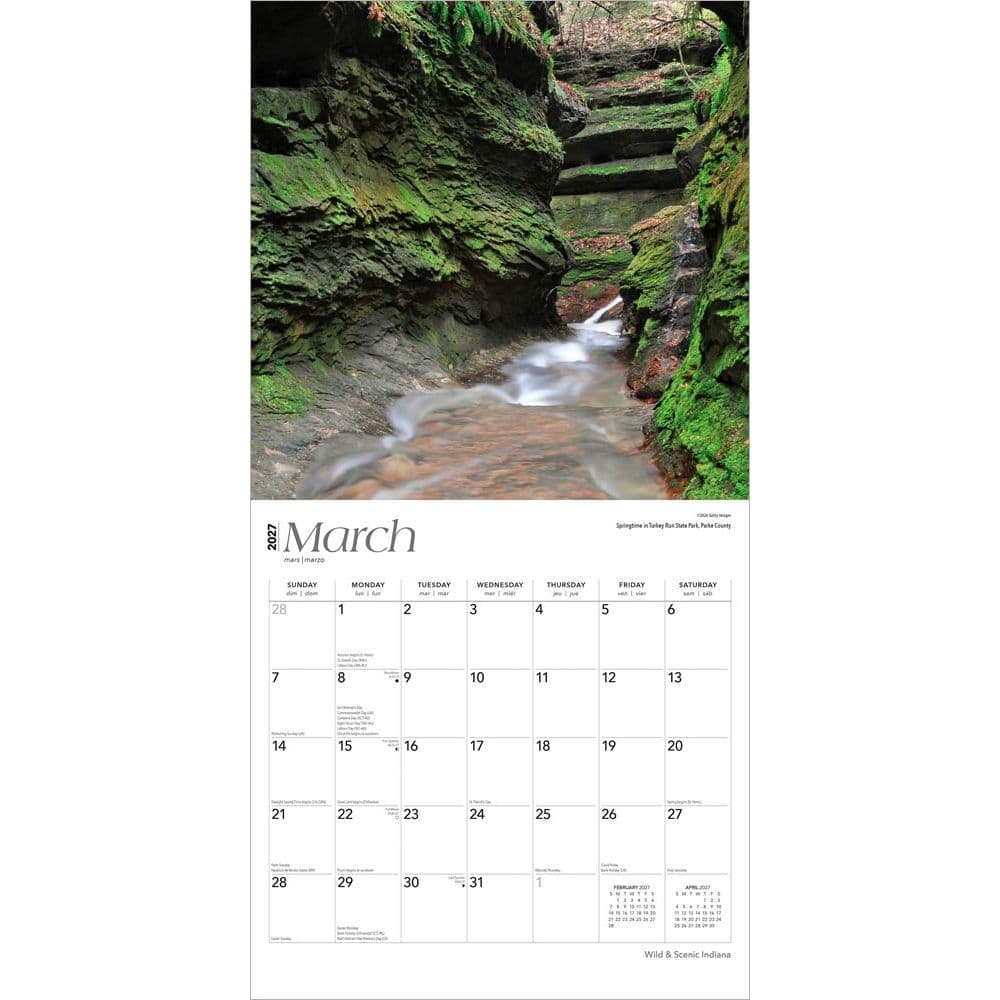 Indiana 2027 Wild and Scenic 2027 Wall Calendar Second Alternate Image
