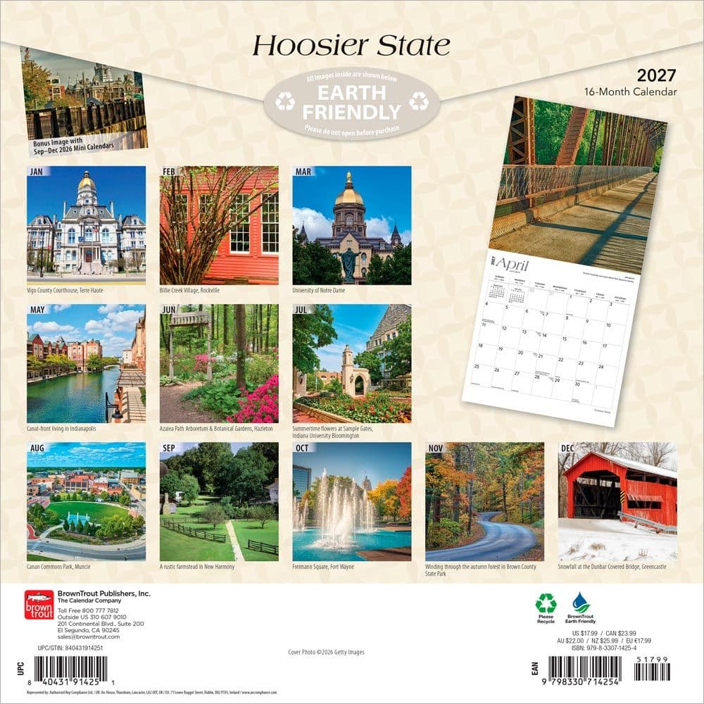 Indiana Places 2027 Wall Calendar First Alternate Image