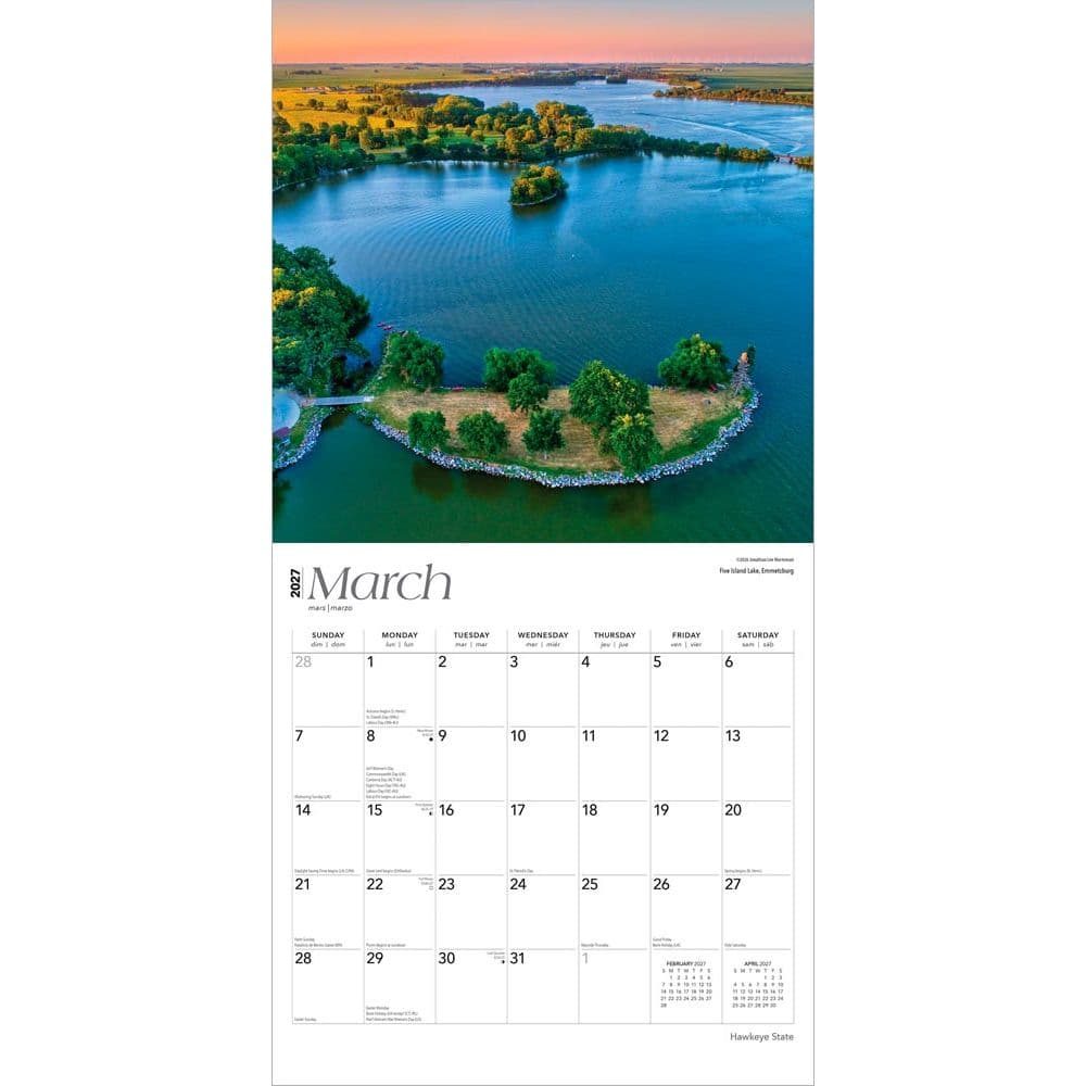 Hawkeye State Iowa Places 2027 Wall Calendar Second Alternate Image