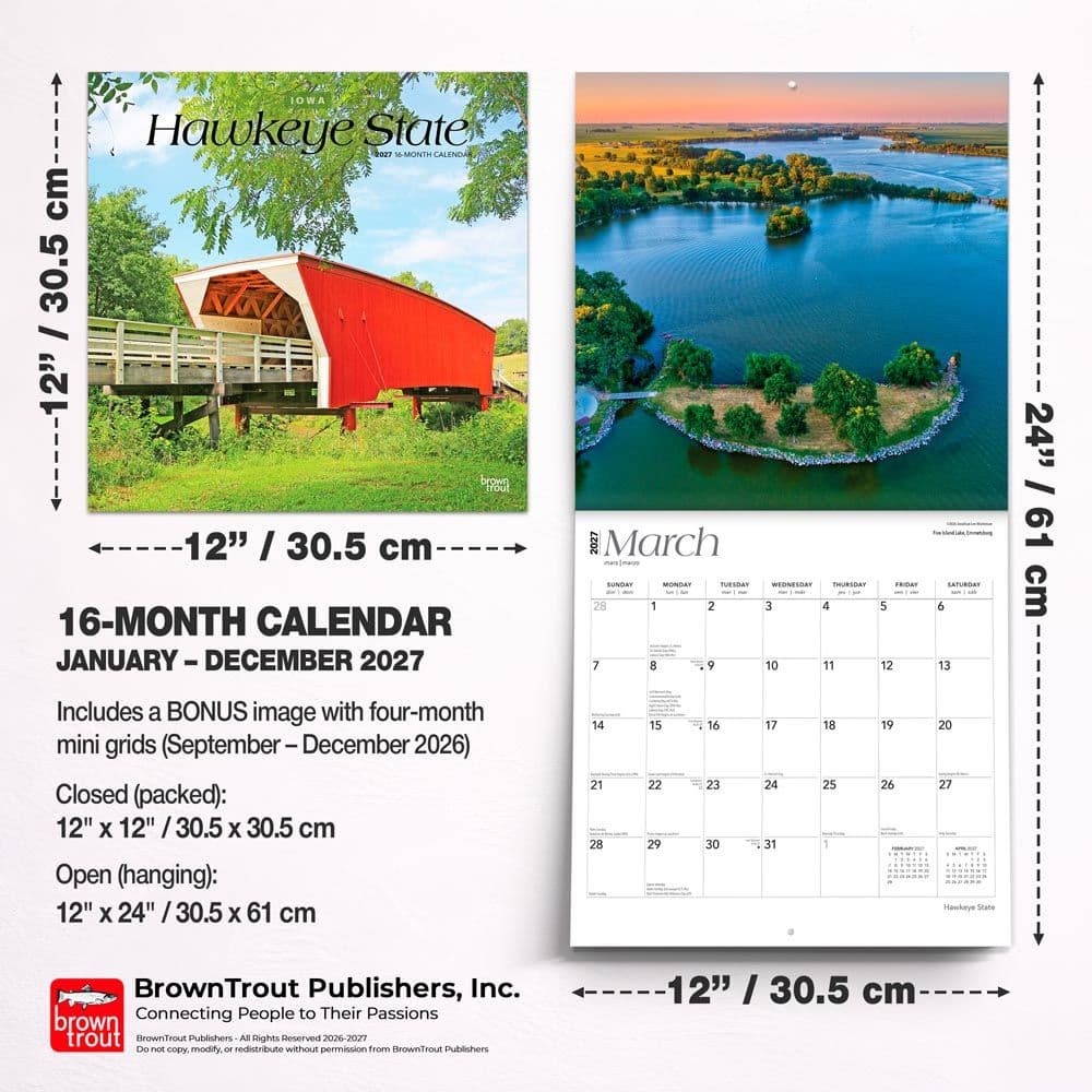 Hawkeye State Iowa Places 2027 Wall Calendar Sixth Alternate Image