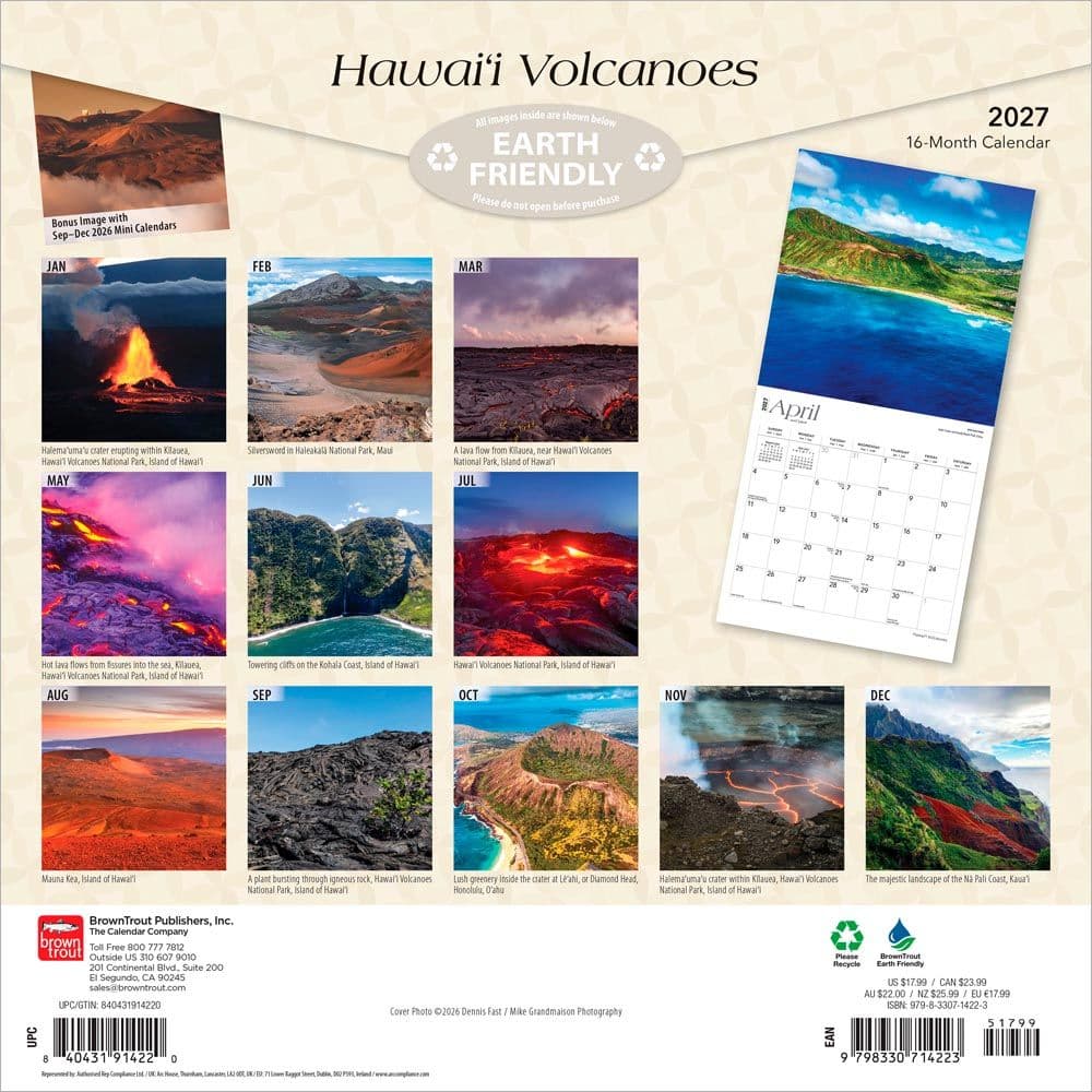 Hawaii Volcanoes 2027 Wall Calendar First Alternate Image