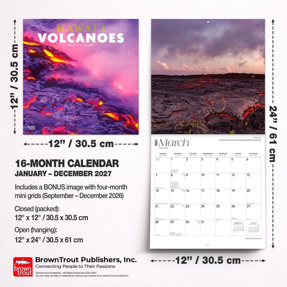 Hawaii Volcanoes 2027 Wall Calendar Sixth Alternate Image