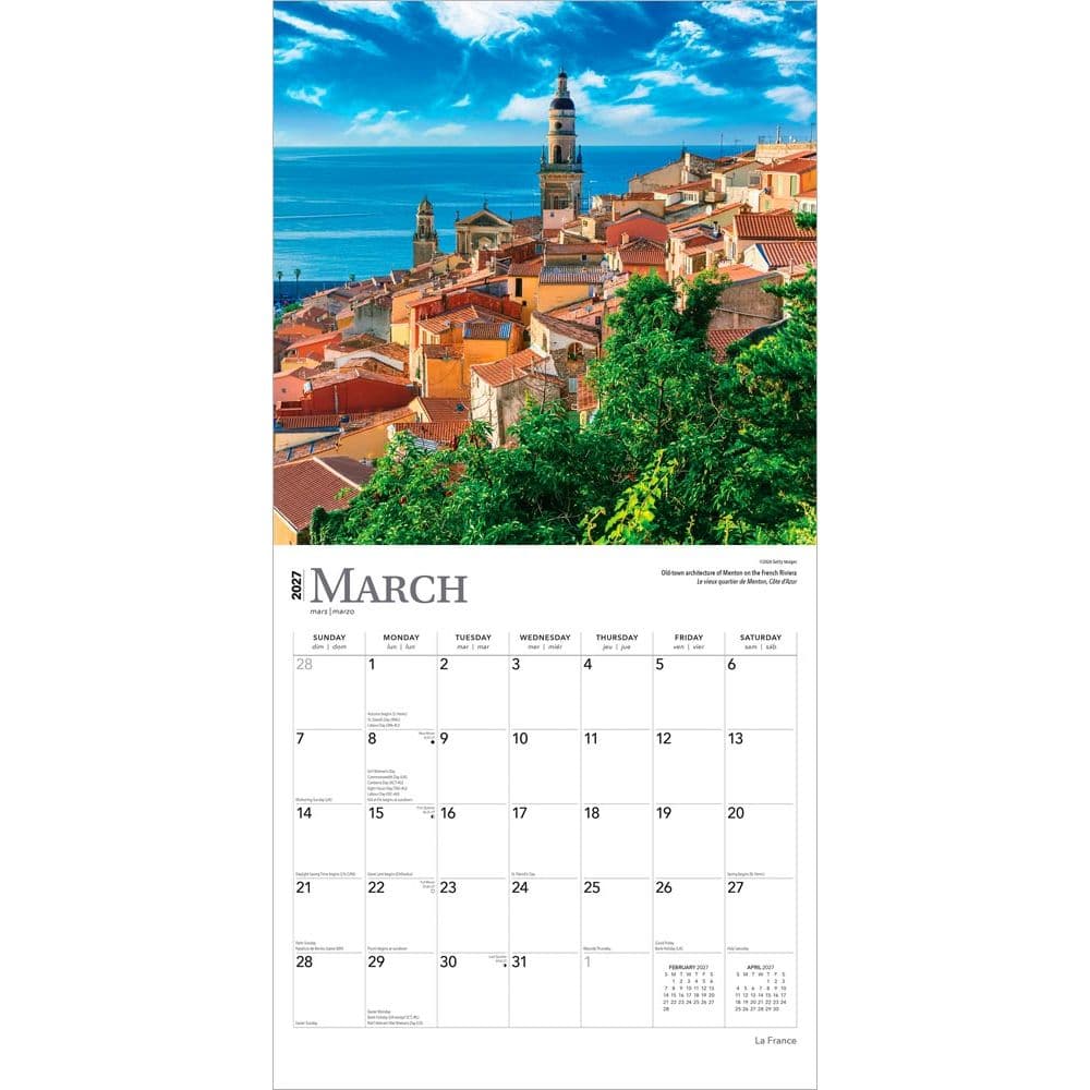 France La France English French 2027 Wall Calendar Second Alternate Image